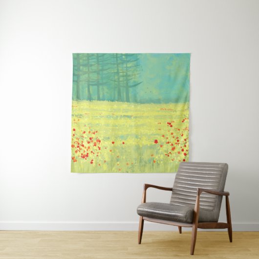 風景牧草地グリーンイエロー タペストリー (インサイチュ)
