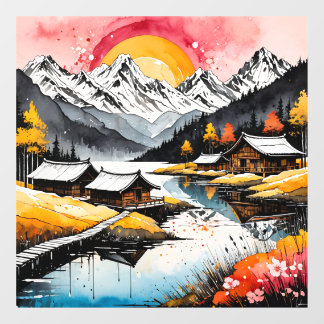 風景自然サンセットレイクマウンテン ウィンドウサイン