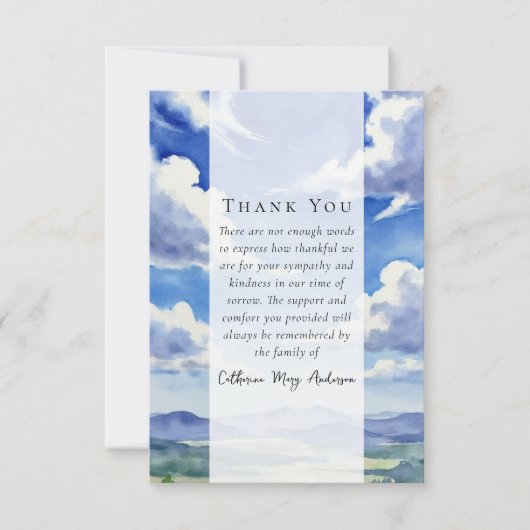 風景雲写真悔やみや弔慰葬祭記念碑 サンキューカード