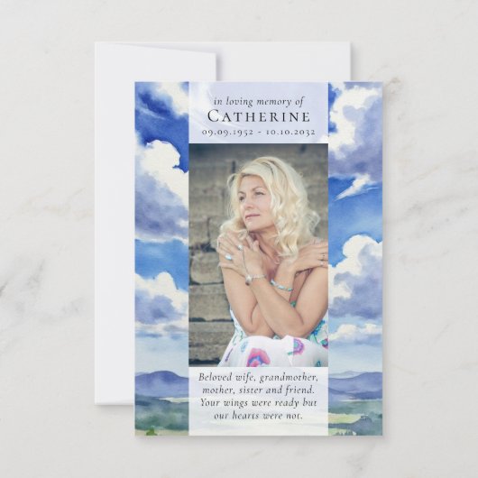 風景雲写真悔やみや弔慰葬祭記念碑 サンキューカード (裏面)