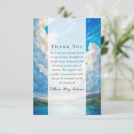 風景雲写真悔やみや弔慰葬祭記念碑 サンキューカード (スタンド正面)