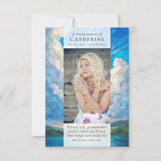 風景雲写真悔やみや弔慰葬祭記念碑 サンキューカード (裏面)