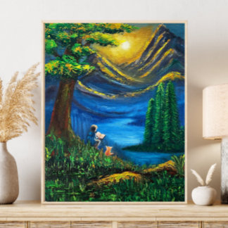 風景鮮やか色サンセット読のファインアート ポスター