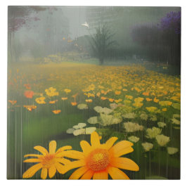 風景黄色い花 タイル