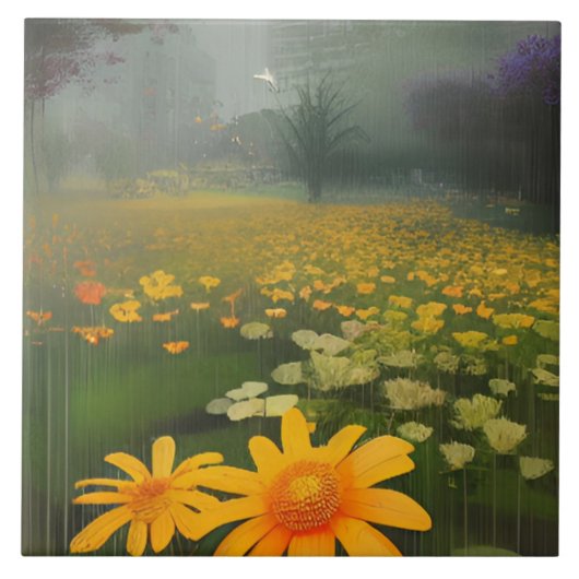 風景黄色い花 タイル (正面)