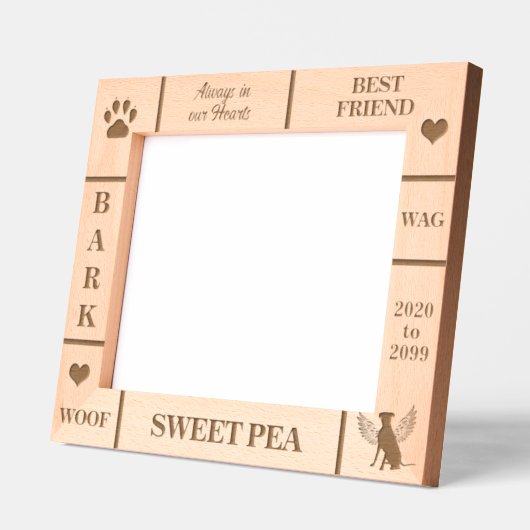 風景10x8ペット記念エンジェルドッグ名年 レーザー彫刻フレーム (左)