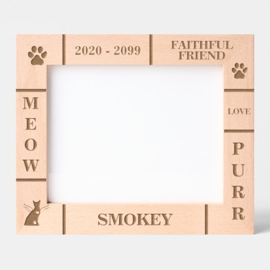 風景10x8ペット記念エンジェル猫の名前年 レーザー彫刻フレーム (正面)