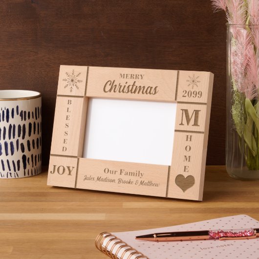 風景6x4クリスマスファミリーパーソナライズされた レーザー彫刻フレーム (左)