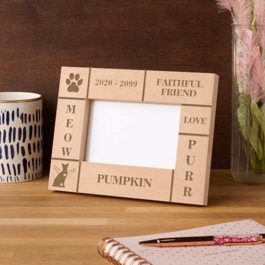 風景6x4ペットメモリアルエンジェルキャットネーム年 レーザー彫刻フレーム (左)