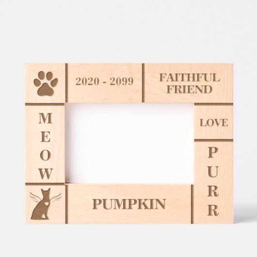 風景6x4ペットメモリアルエンジェルキャットネーム年 レーザー彫刻フレーム (正面)