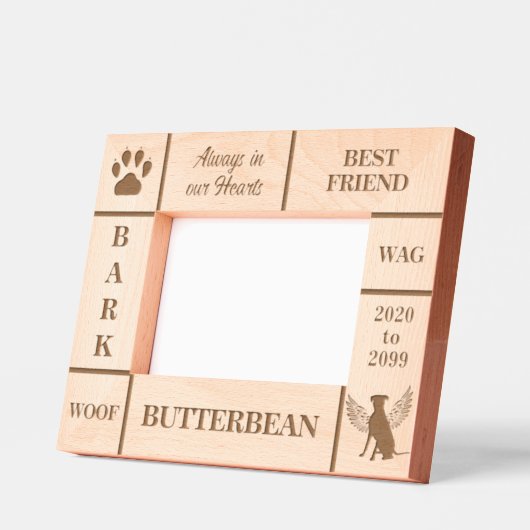 風景6x4ペットメモリアルエンジェルドッグ名年 レーザー彫刻フレーム (左)