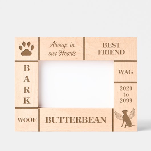 風景6x4ペットメモリアルエンジェルドッグ名年 レーザー彫刻フレーム (正面)