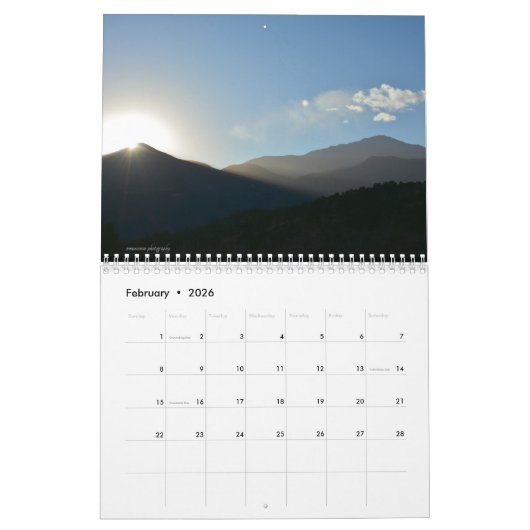 風景 カレンダー (2月 2026)