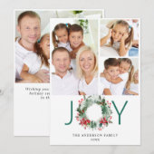 風景 クリスマスリース ホーリー ベリー 松の写真 挨 シーズンカード (正面/裏面)