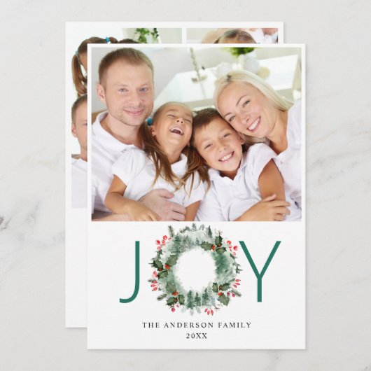 風景 クリスマスリース ホーリー ベリー 松の写真 挨 シーズンカード (正面/裏面)