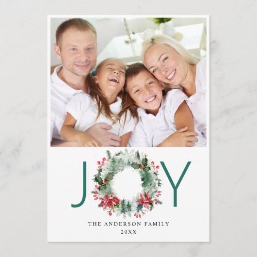 風景 クリスマスリース ホーリー ベリー 松の写真 挨 シーズンカード (正面)