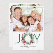 風景 クリスマスリース ホーリー ベリー 松の写真 挨 シーズンカード (正面/裏面)