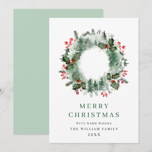 風景 クリスマス wreath ホーリー ベリー 松林 (正面/裏面)