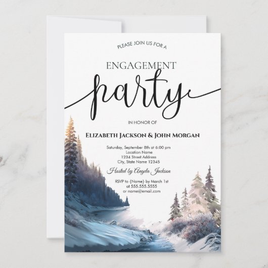 風景、自然、森の婚約 招待状 (正面)