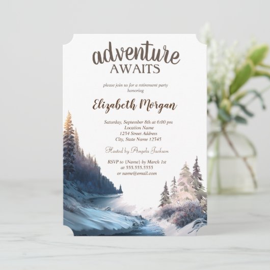風景、自然、森林退職パーティー 招待状 (スタンド正面)