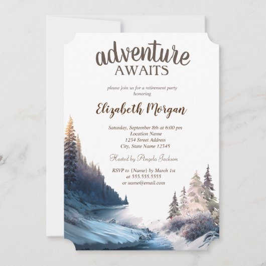 風景、自然、森林退職パーティー 招待状 (正面)