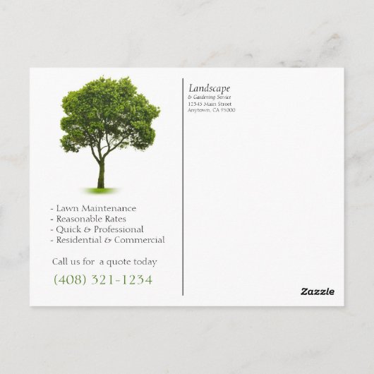 風景、芝生、園芸用マーケティングはがき ポストカード (裏面)