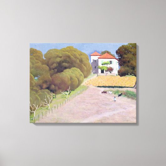 風景、赤い屋根の家、1924 キャンバスプリント (正面)