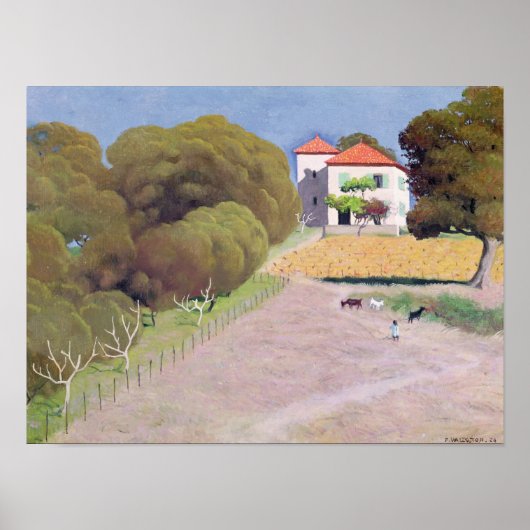 風景、赤い屋根の家、1924 ポスター (正面)