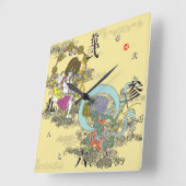 風来。風雷 スクエア壁時計 (傾斜)