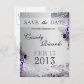 風水が鮮やかな紫と銀の色調 案内ポストカード (正面/裏面)