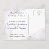 風水が鮮やかな紫と銀の色調 案内ポストカード (裏面)