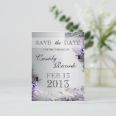 風水が鮮やかな紫と銀の色調 案内ポストカード (スタンド正面)