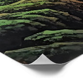 風水の滝絵を描の – 富フロー ポスター (角)