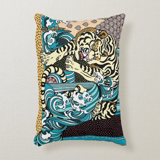 風水の白いタイガーアクセント枕 アクセントクッション (正面(垂直))