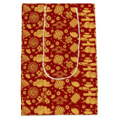 風水シック用辰年中国のレッド ミディアムペーパーバッグ (裏面)