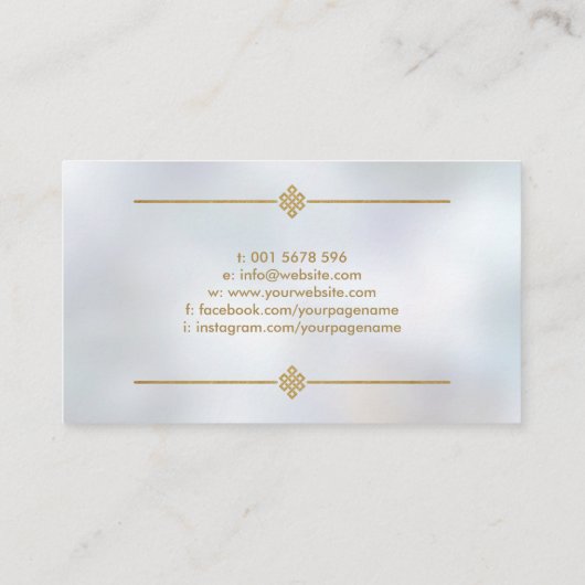 風水バグアラグジュアリー金ゴールドとパール 名刺 (裏面)