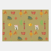 風水幸運、お金と豊富なシンボル ラッピングペーパーシート (正面2)