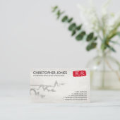 風水書道のシンボルと幸運な竹 名刺 (スタンド正面)