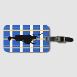 風笛吹奏者のタータンチェックの荷物のラベル ラゲッジタグ
