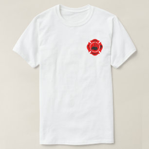風笛吹奏者の消防士のデザイン Tシャツ