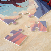 風絵画の強い日の女の子 ジグソーパズル (側面)