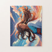 風絵画の強い日の女の子 ジグソーパズル (縦)