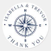 風航海のコンパス白 |海軍ありがとう ラウンドシール (正面)