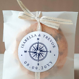 風航海のバラコンパスホワイト |ネイビー日付 ラウンドシール