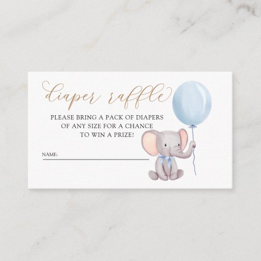 風船おむつラッフル付きブルーゾウ エンクロージャーカード (正面)