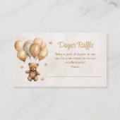 風船おむつラッフル付きボホテディベア エンクロージャーカード (正面)