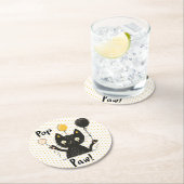 風船おもしろいを持つかわいい黒猫誕生日 ラウンドペーパーコースター (インサイチュ)