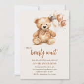 風船お洒落付きかわいいクマ 招待状 (正面)