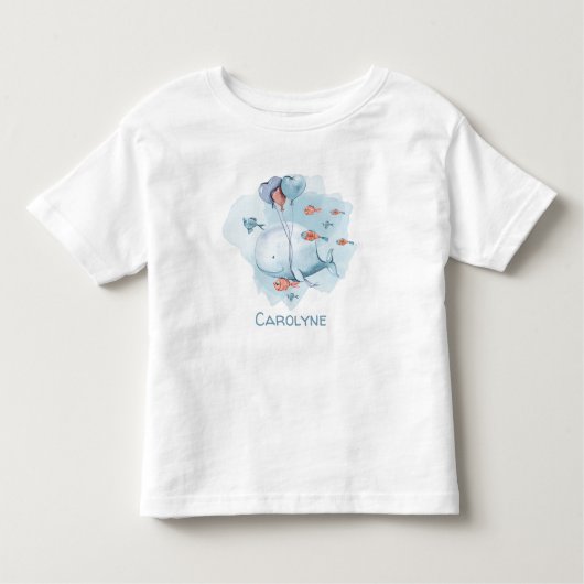 風船お洒落魚付き鯨 トドラーTシャツ (正面)