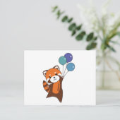 風船かわいい動物たち赤いパンダ子供へ ポストカード (スタンド正面)